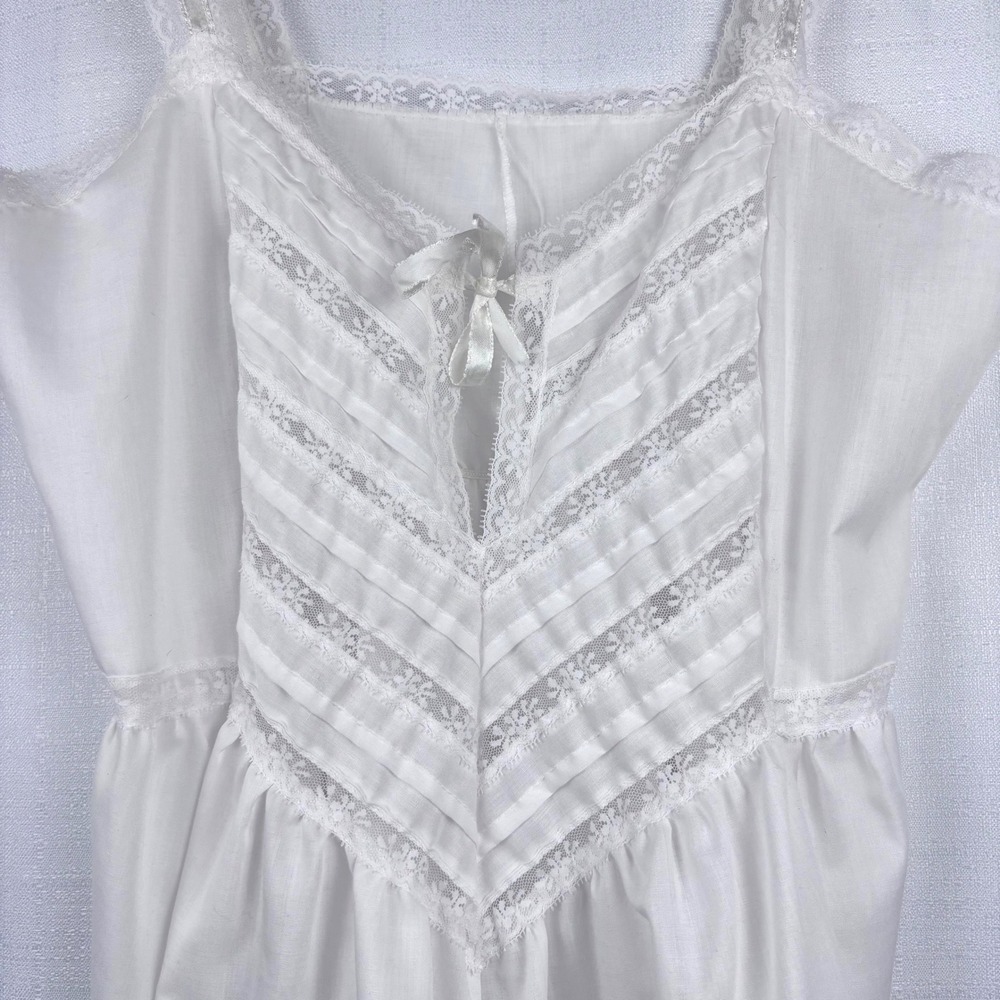 Vintage Suzy Star Cotton Blend Lingerie Romper White Ribbons Lace Juniors Sz 13